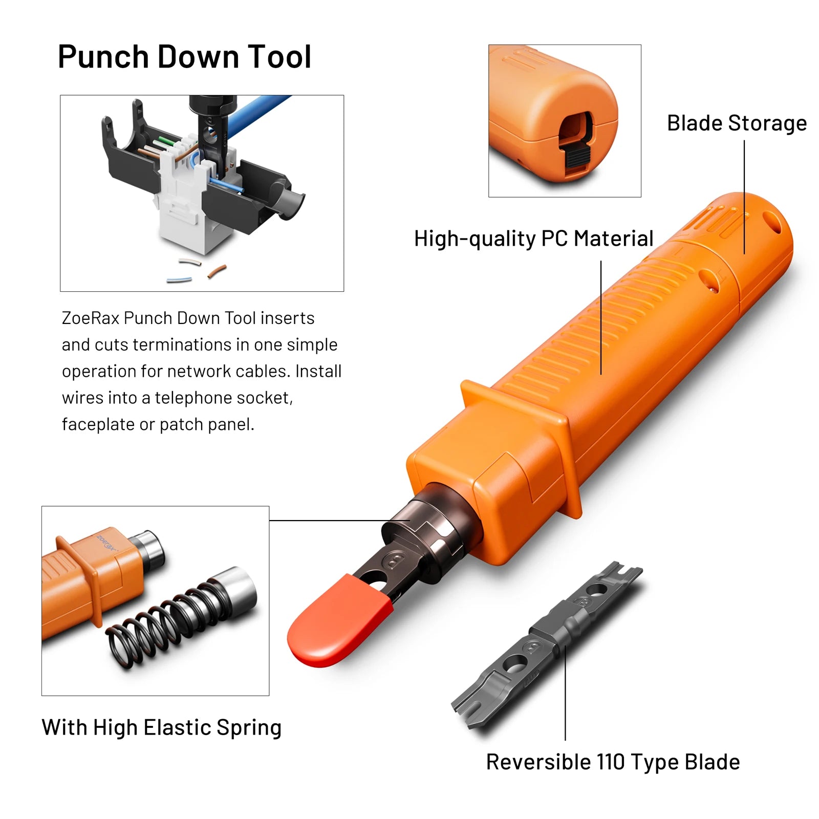 Heavy Duty RJ45 Ethernet Crimping Tool Kit with Cable Tester, Stripper and Carry Case