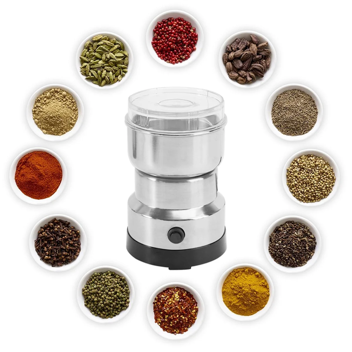 Electric Coffee Grinder 150W 350ml Stainless Steel Blade Grain Spice Mill