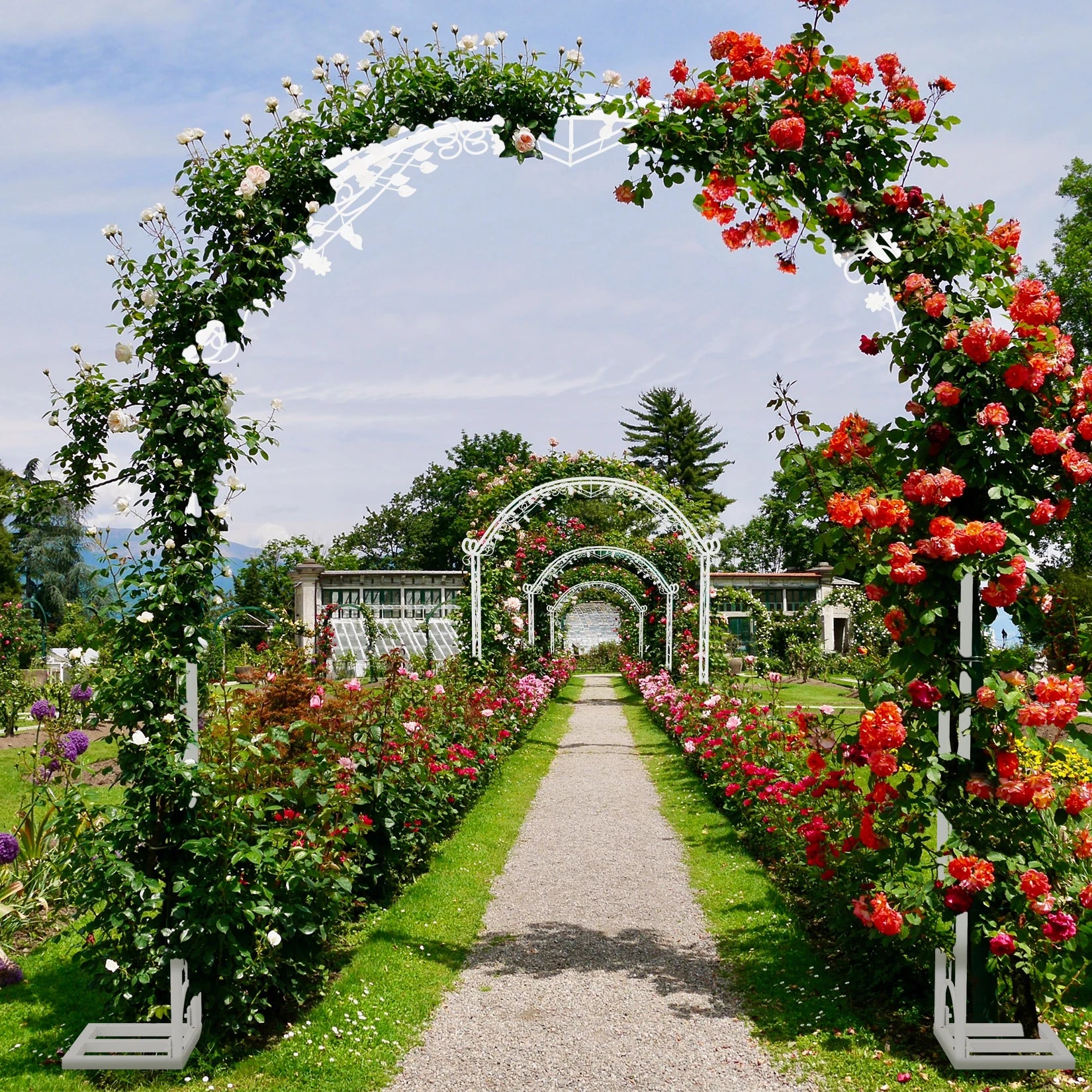 Metal Wedding Arch Backdrop Stand 220 x 30 x 240cm White Garden Trellis Frame for Events and Decorations