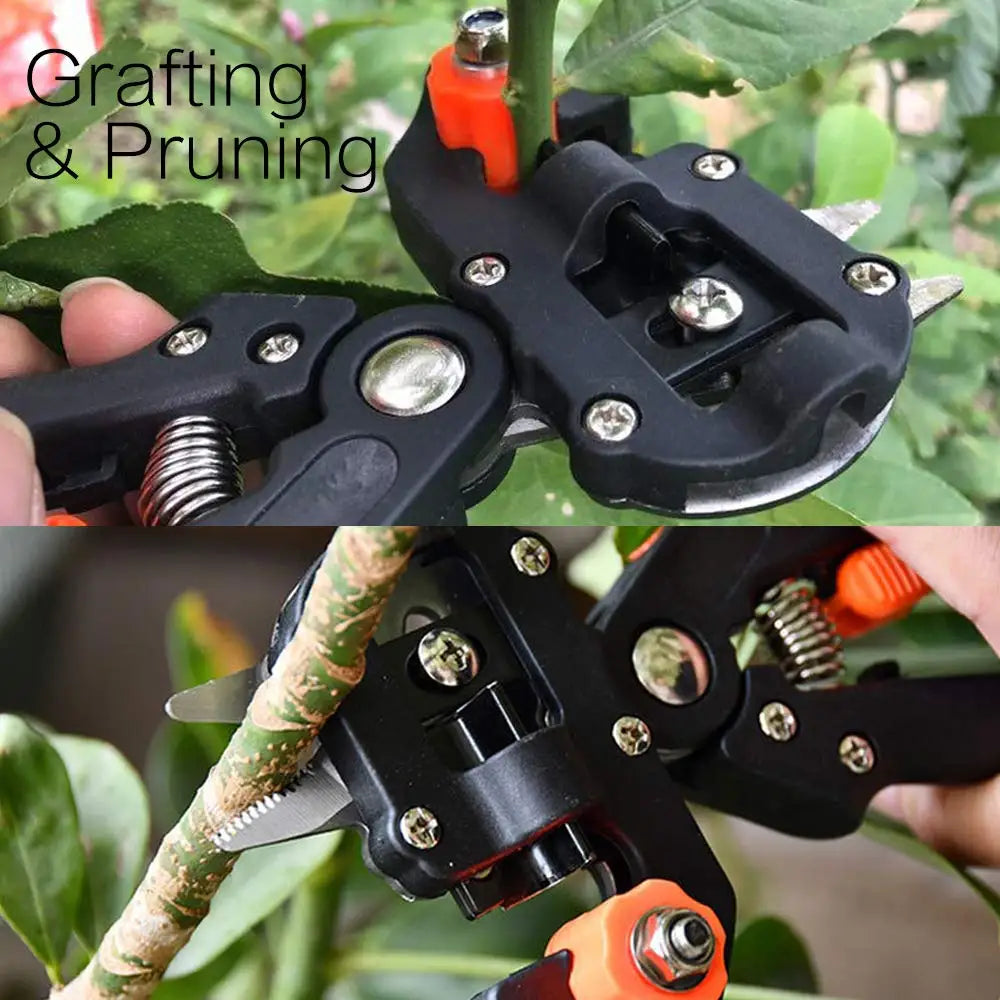 Garden Grafting Pruner Tool Set 2-in-1 Branch Cutter with Tape Replacement Blades and Rubber Bands