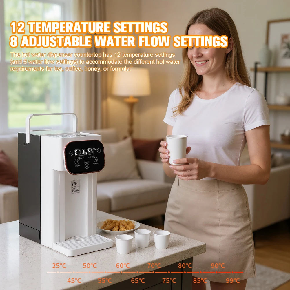 Instant Hot Water Dispenser 3L with 12 Temperature Settings and Adjustable Water Volume Controls