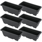 6 Piece Rectangular Plastic Planter Boxes with Drainage Trays for Indoor Outdoor Windowsill Garden Plants