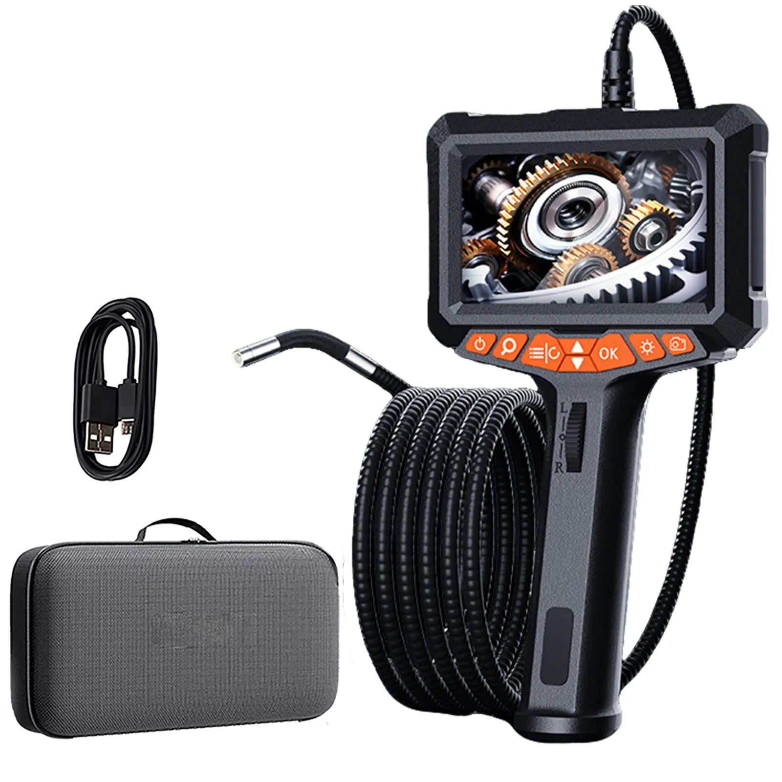 Portable 1080P Inspection Camera with Screen Waterproof 360 Degree Borescope