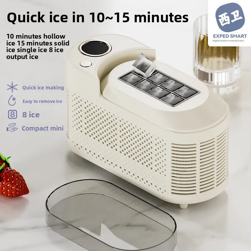 Portable Countertop Ice Maker Machine 120W Fast Freezing 8 Cubes Per Cycle for Home Office Camping