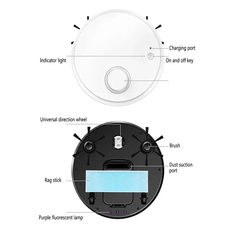Smart 3-in-1 Robot Vacuum Cleaner with Wet and Dry Mopping Ultra Slim Cordless Floor Cleaning Robot