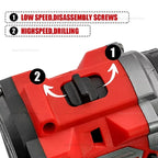 Heavy Duty Cordless Brushless Electric Impact Drill with LED Light Rechargeable Power Tool for DIY Use