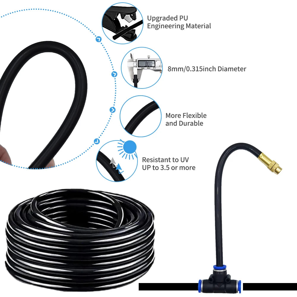 Universal 20M Automatic Irrigation Sprinkler Kit, Rotating Copper Nozzle for Garden & Balcony Watering