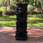 Vertical Strawberry Planter 7 Layer Plastic Plant Pot Tower with Wheels 33 x 87cm Space Saving Garden Pot