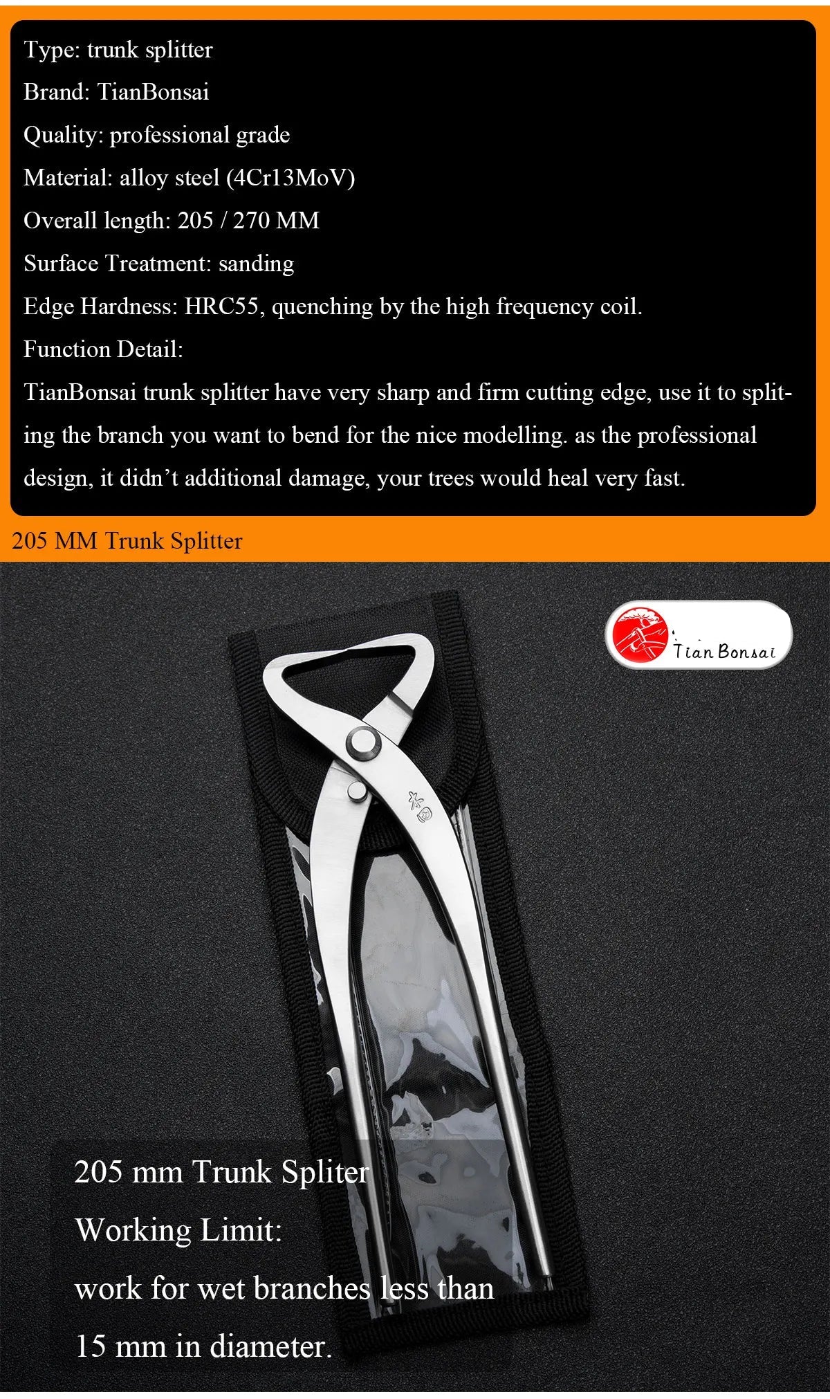 Bonsai Trunk Splitter Root Cutter Pruning Tool 20.5cm Alloy Steel Branch Shaping Cutter