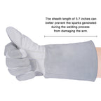 Extra Long Heat Resistant Leather Gloves 35cm Heavy Duty BBQ Workshop Welding Handling Pair