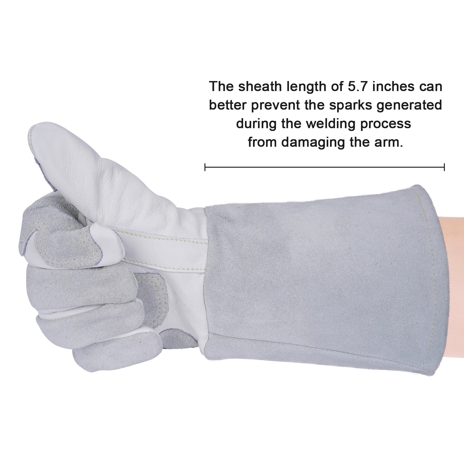 Extra Long Heat Resistant Leather Gloves 35cm Heavy Duty BBQ Workshop Welding Handling Pair