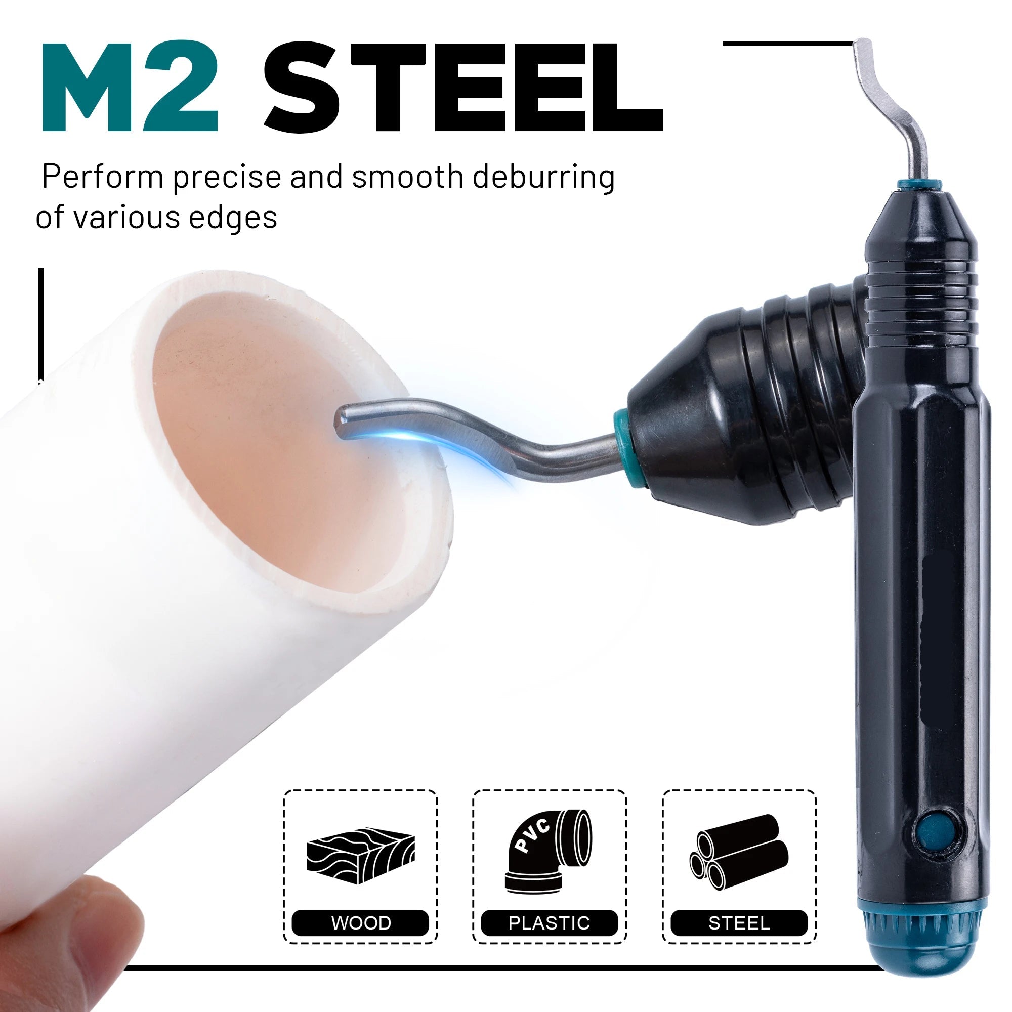 Professional 2-Piece PVC and Plastic Pipe Cutter with Precision Deburring Tool