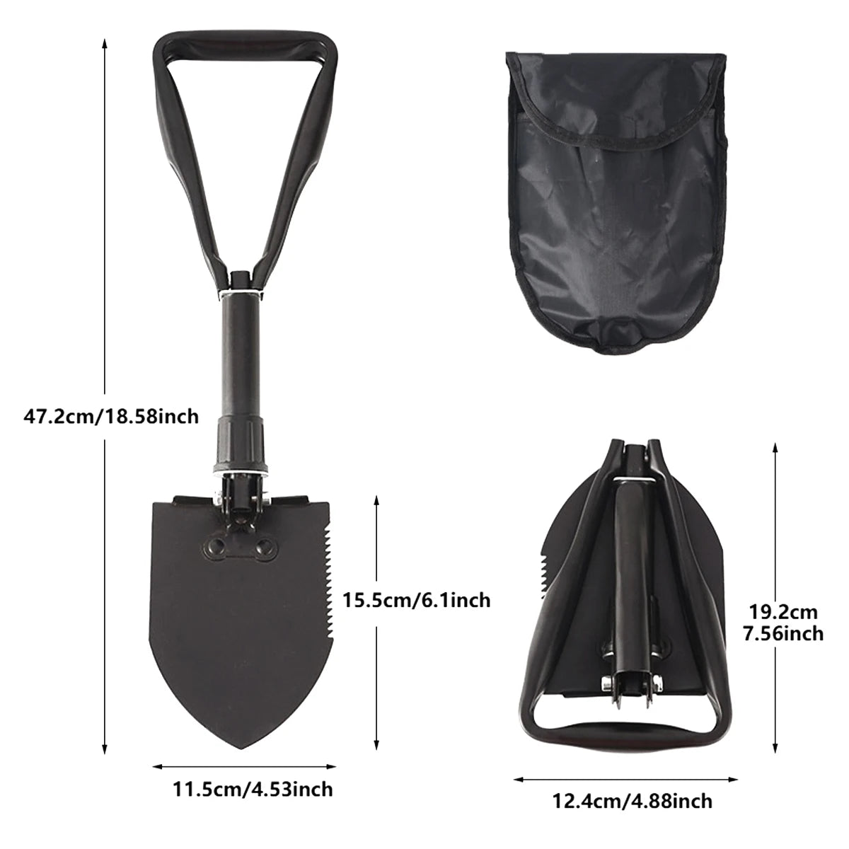 Portable Folding Camping Shovel with Carry Bag Multifunction Outdoor Spade Tool