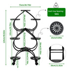 6-Tier Heart-Shaped Plant Stand with Wheels Metal Flower Rack for Indoor Outdoor Use
