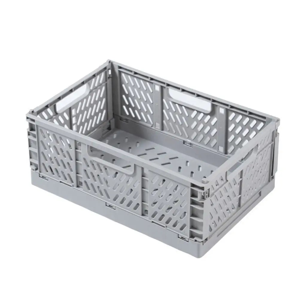 Collapsible Plastic Storage Basket with Lid Stackable Drawer Organizer for Home Office