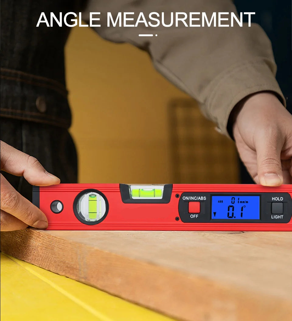 Heavy Duty 400mm Digital Spirit Level Angle Finder with LED Display and Aluminium Measuring Ruler