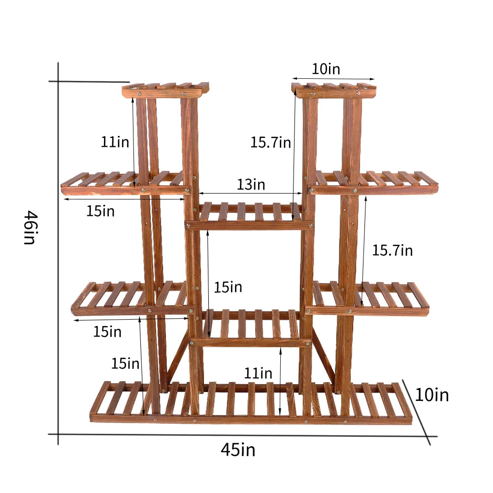 Wooden Multi-Tier Plant Shelf Stand Indoor Outdoor Flower Pot Display Rack