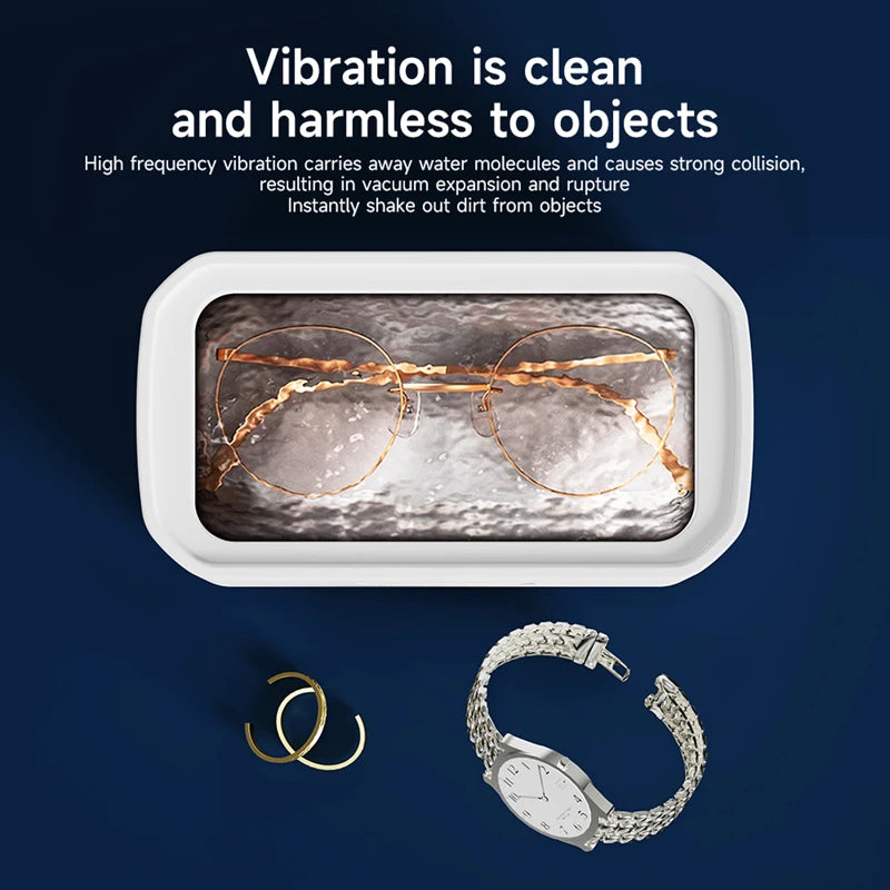 Portable Ultrasonic Cleaner 650ml 18W High Frequency Cleaning Machine for Glasses and Jewelry
