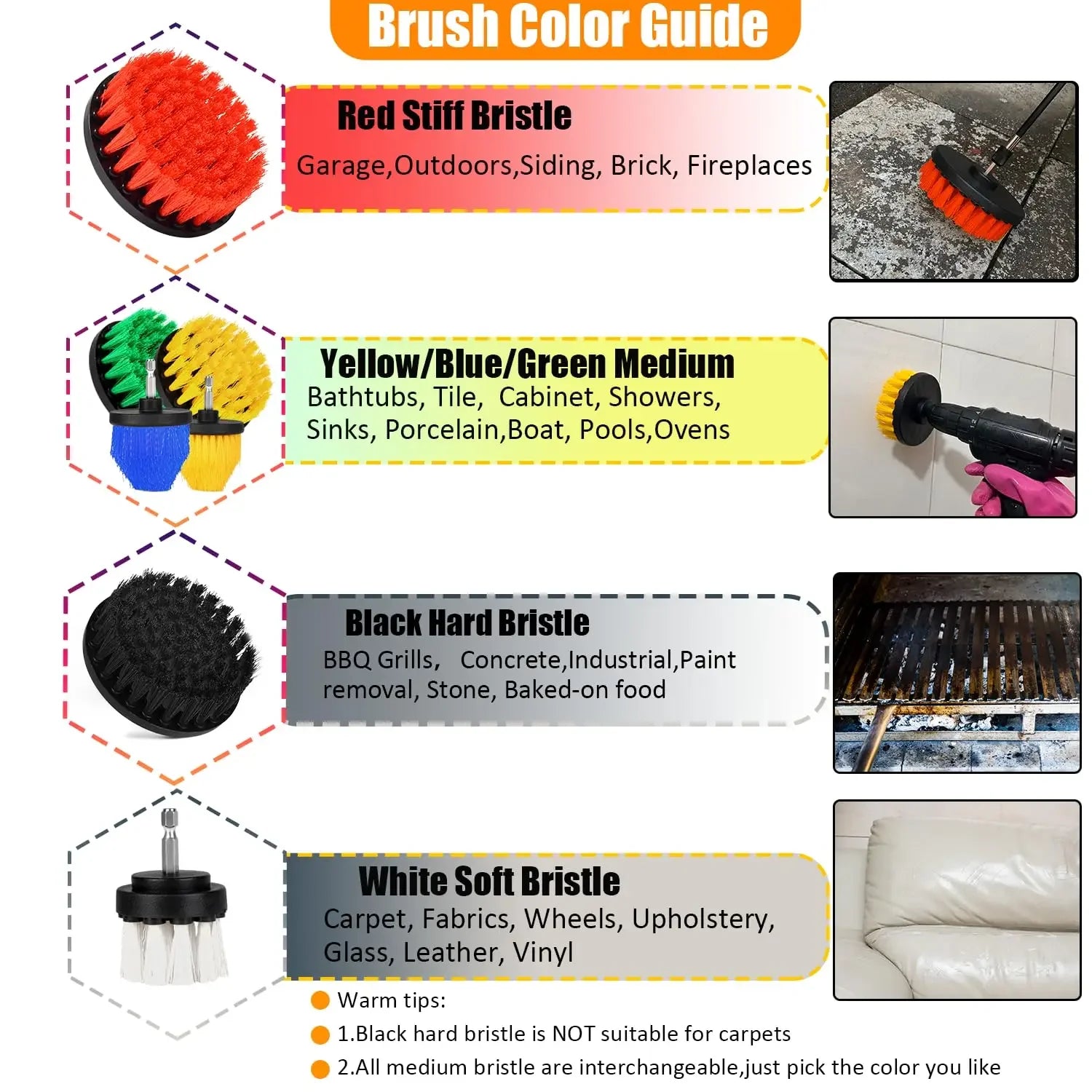 31 Piece Drill Cleaning Brush Attachment Set with Scouring Pads, Sponge Pads & 15cm Extension Shaft