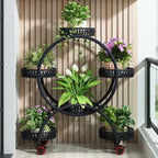 6 Tier Metal Plant Stand with Wheels 6 Pot Holder Rack for Indoor Outdoor Balcony Garden