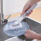 Multi-Function Dish Cleaning Brush with Soap Dispenser Scraper and 2 Sponge Heads