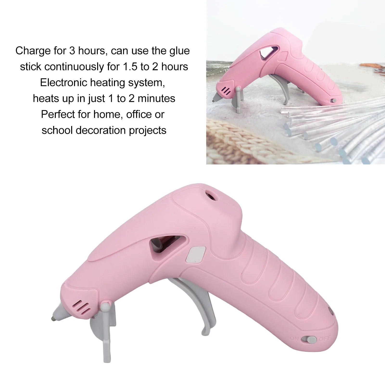 Cordless Rechargeable Glue Gun Kit with 30 Glue Sticks, Portable Anti-Scald Electric Hot Melt Gun for Crafts & School
