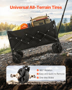 Portable Folding Utility Wagon Cart 100Kg Capacity with All-Terrain Wheels for Beach Grocery and Garden