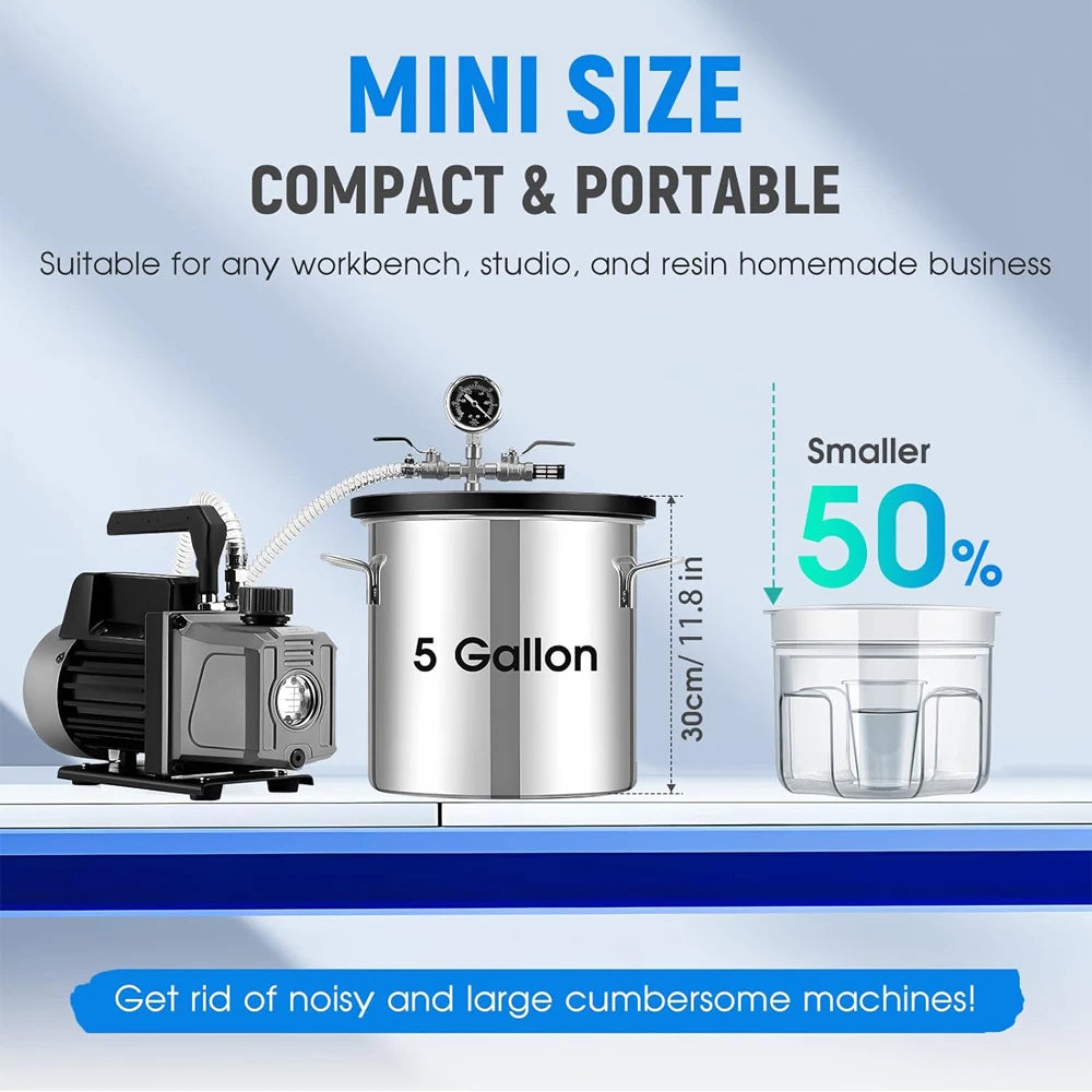 Resin Bubble Remover Vacuum Degassing Chamber for Epoxy Resin, Silicone and Craft Making