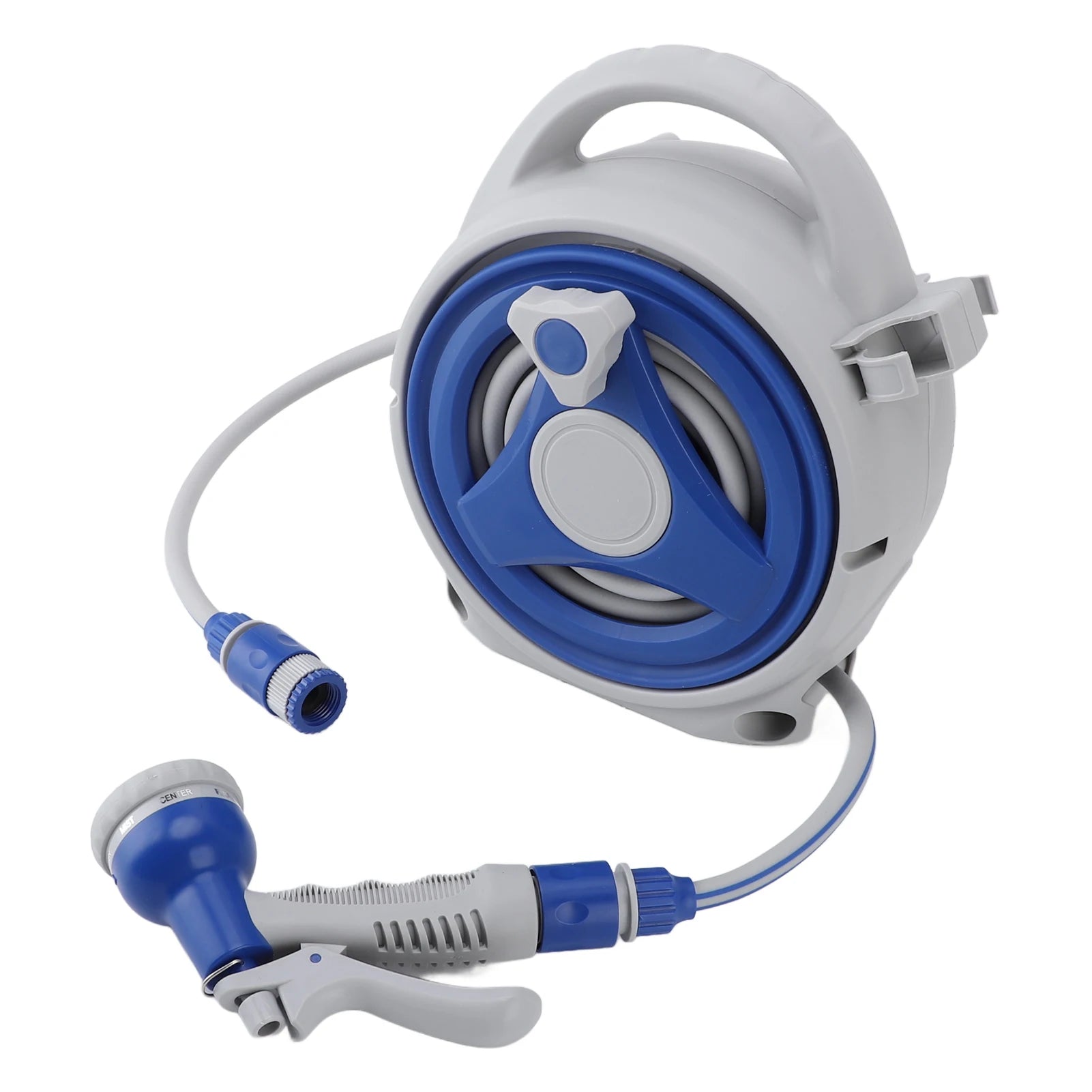 Portable Garden Hose Reel 15m with Spray Nozzle Compact Watering Hose Set