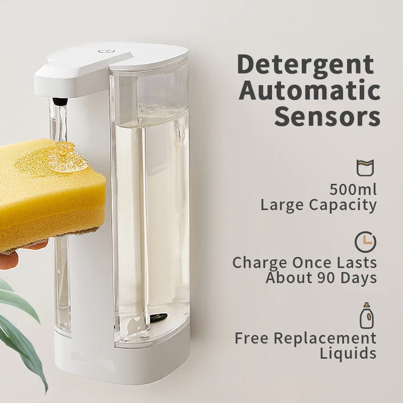 Rechargeable Automatic Foam Soap Dispenser 500ml with Sensor Operation and USB Type-C Charging