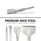 5 Piece SDS Plus Tile Shovel Drill Bit Set for Concrete Wall Masonry Slotting Electric Hammer Spade Bits