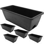 6 Piece Rectangular Plastic Planter Boxes with Drainage Trays for Indoor Outdoor Windowsill Garden Plants