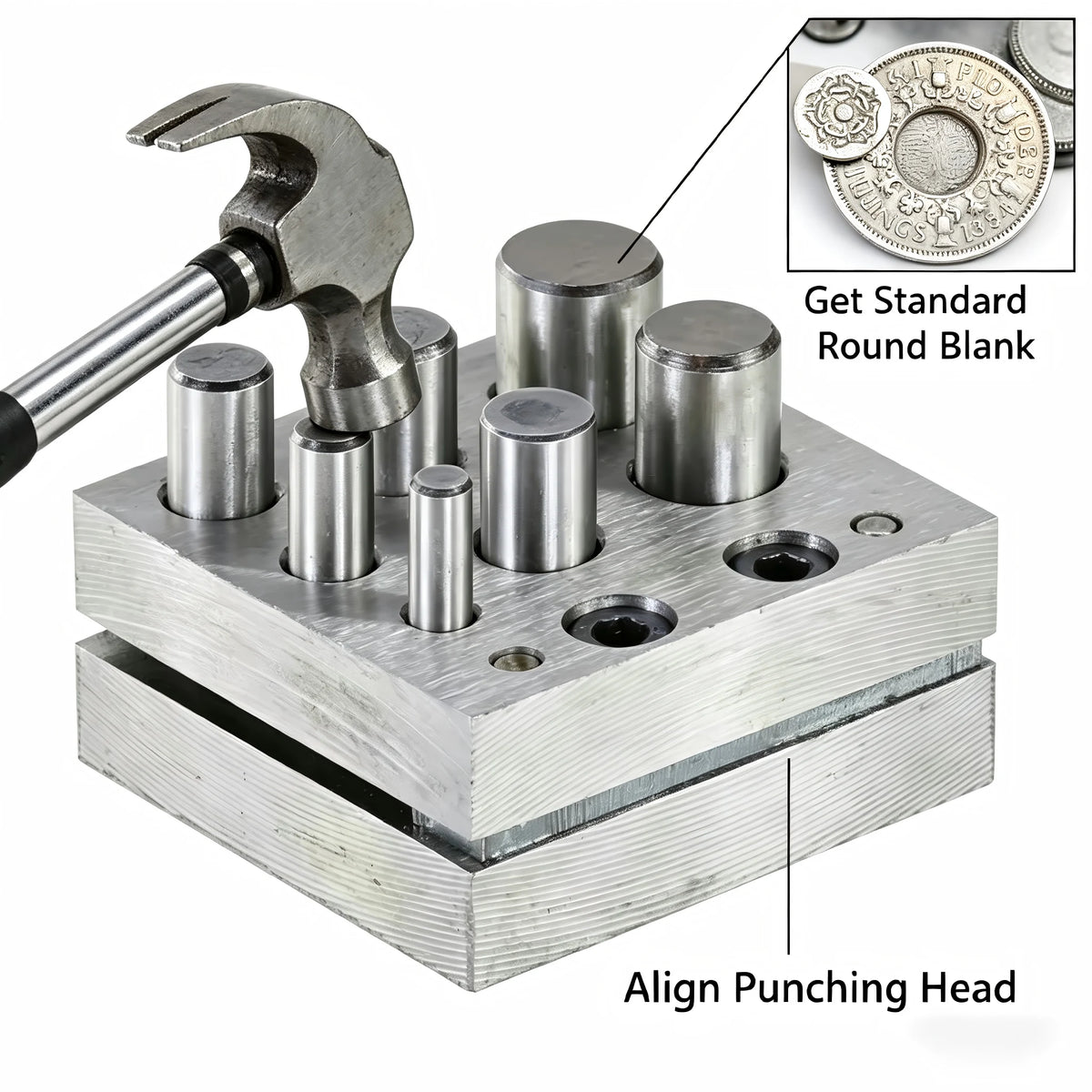 7-Piece Heavy Duty Disc Cutter Punch Set High Carbon Steel Round Jewelry Cutting Tool