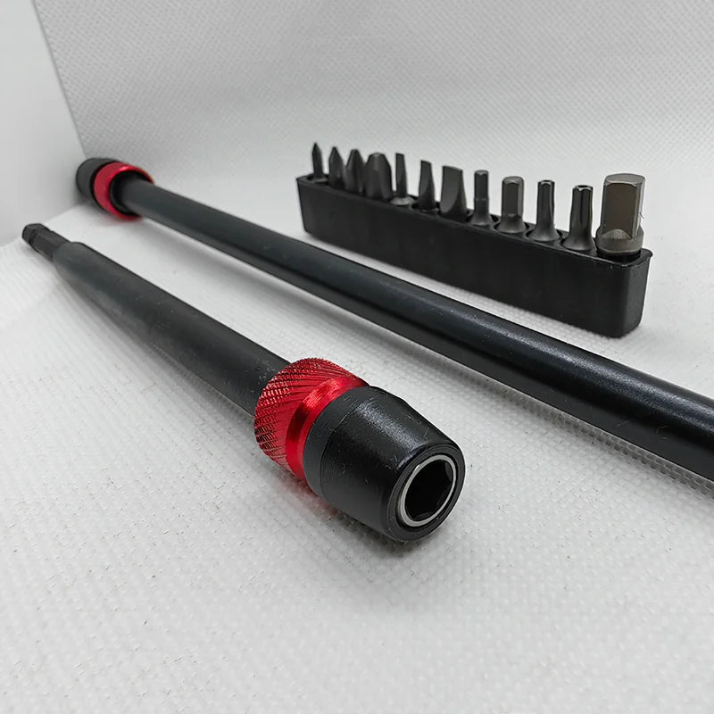 Drill Extension Bit Holder 30cm Heavy Duty 1/4 Inch Hex Quick Release Screwdriver Adapter with 12 Bits