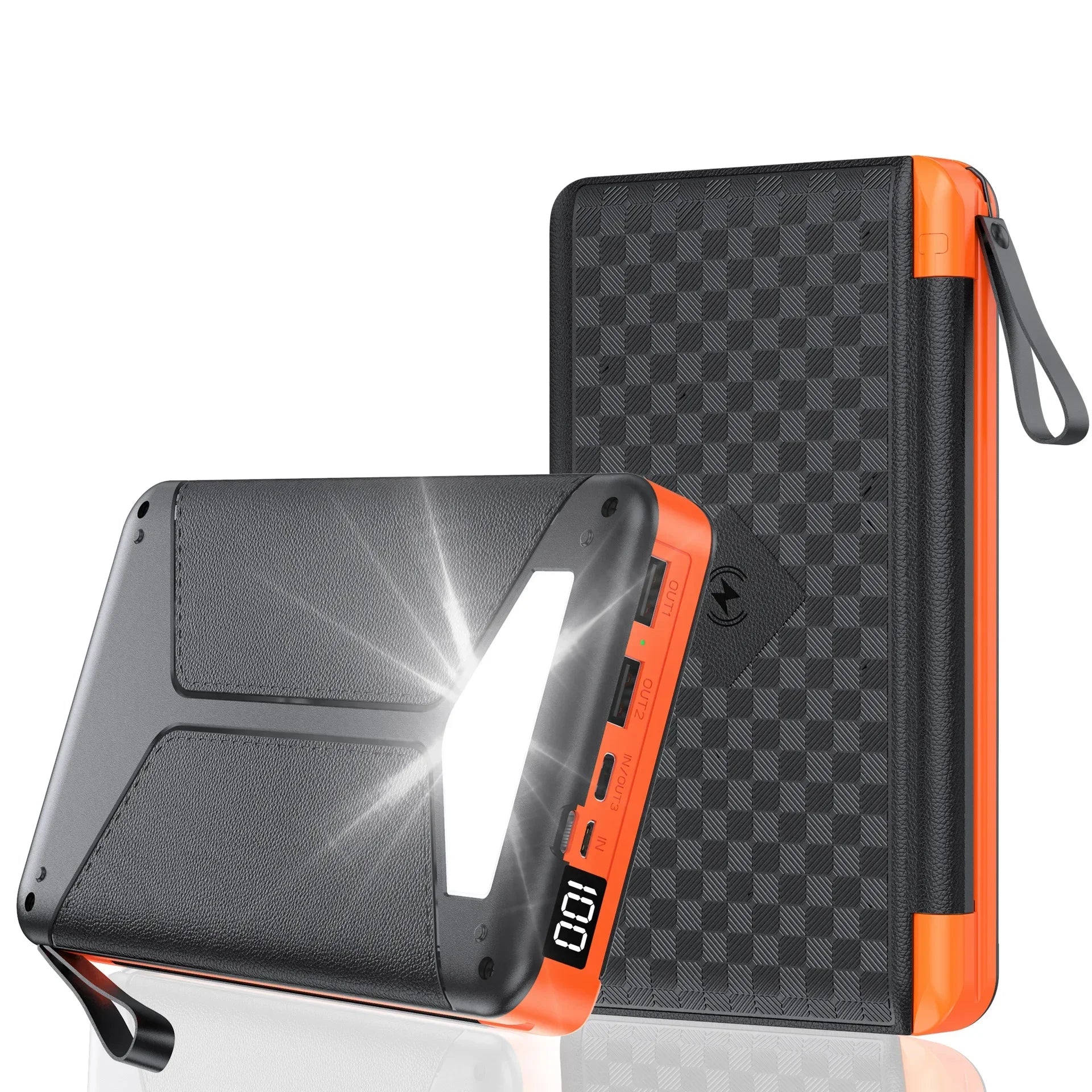 Portable 20000mAh Solar Power Bank with Wireless Charging LED Display and Dual USB Output