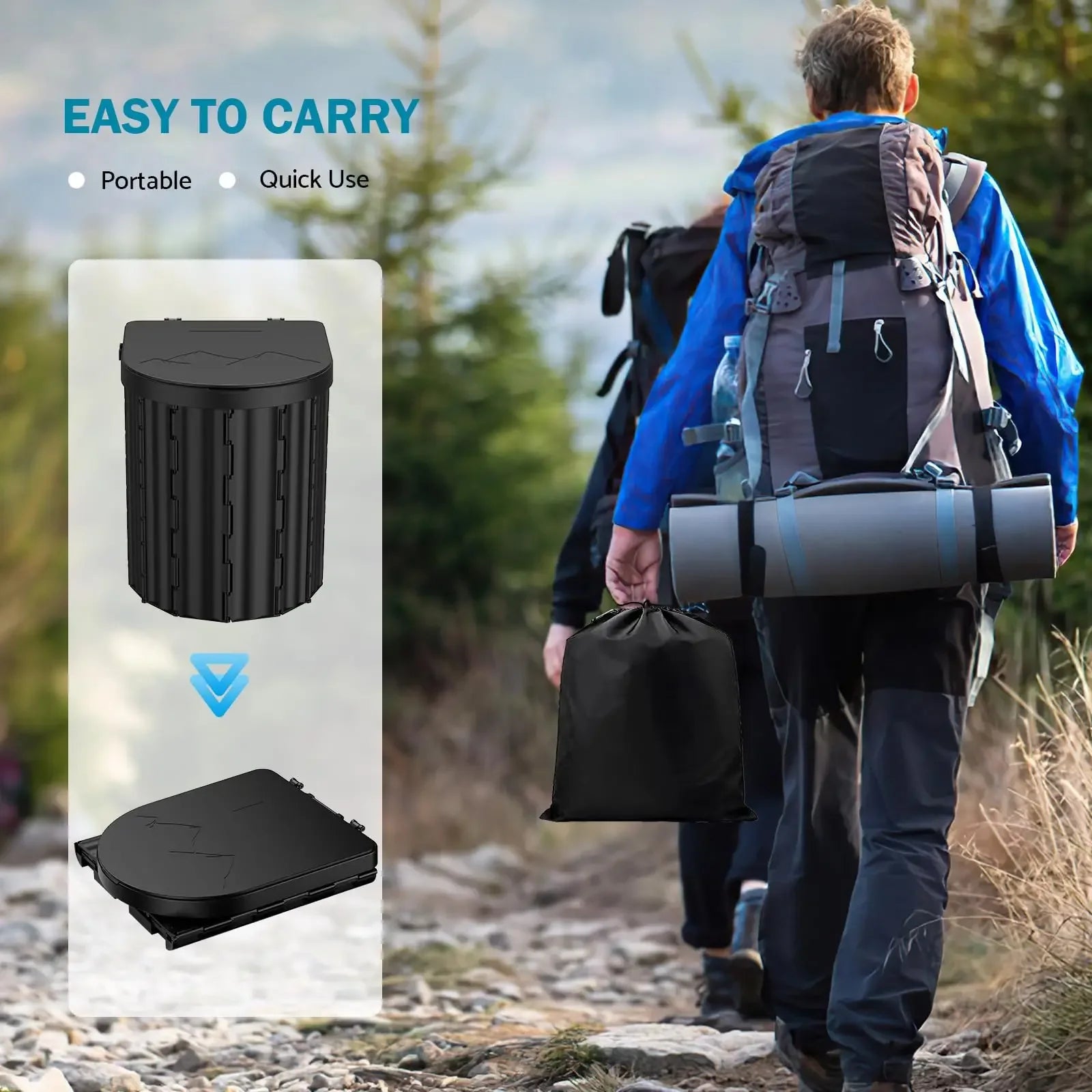 Portable Folding Camping Toilet with Storage Bag and Waste Bags for Camping Hiking RV Travel