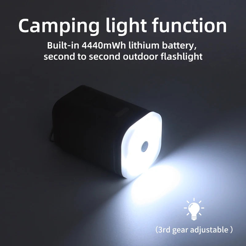 Compact 2-in-1 Portable Inflator Pump with LED Camping Light Rechargeable Outdoor Travel Accessory