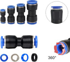 Air Hose Quick Connect Fittings Kit for PU and Nylon Tubing Pneumatic Push to Connect Air Line Set