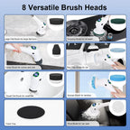 Electric Cleaning Brush 8-in-1 Cordless Rotatable Household Scrubber with Adjustable Handle