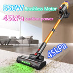 Cordless Vacuum Cleaner 550W 45kPa Rechargeable Stick and Handheld Vacuum with LED Floor Brush
