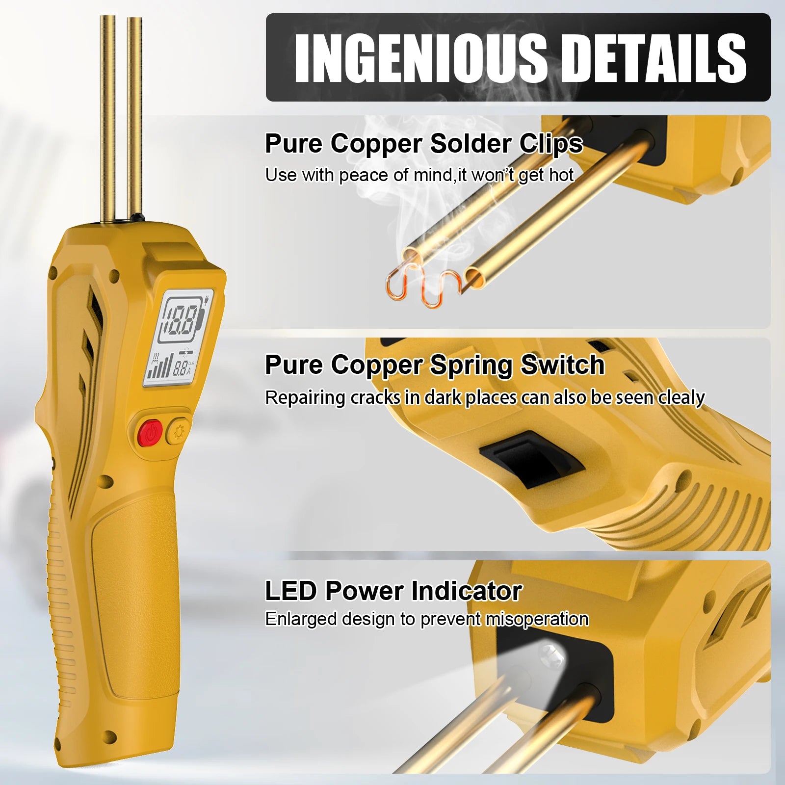 Portable Cordless Plastic Welder 500W Rechargeable Hot Air Welding Gun with 5000mAh Battery