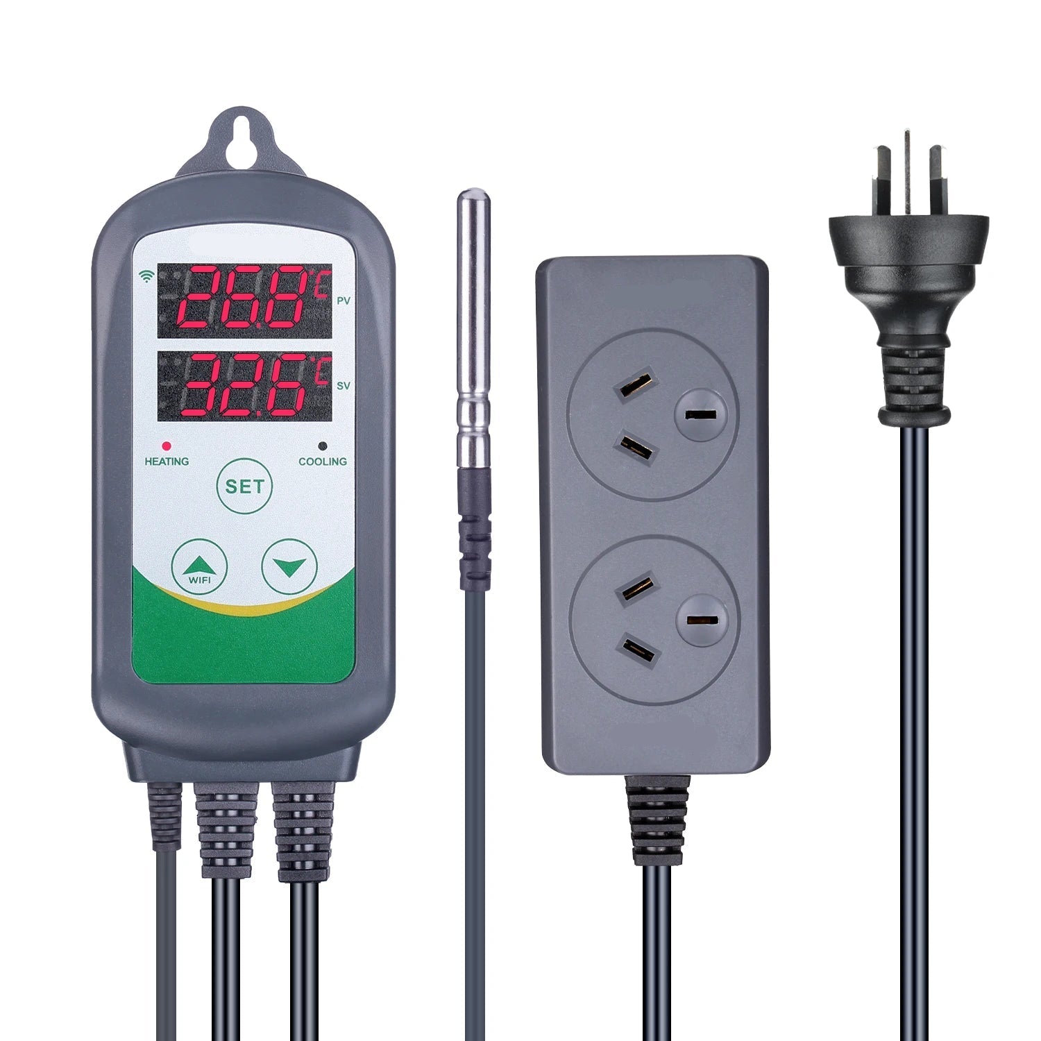 Smart WIFI Temperature and Humidity Controller Set with Dual Relay Control and Digital Display