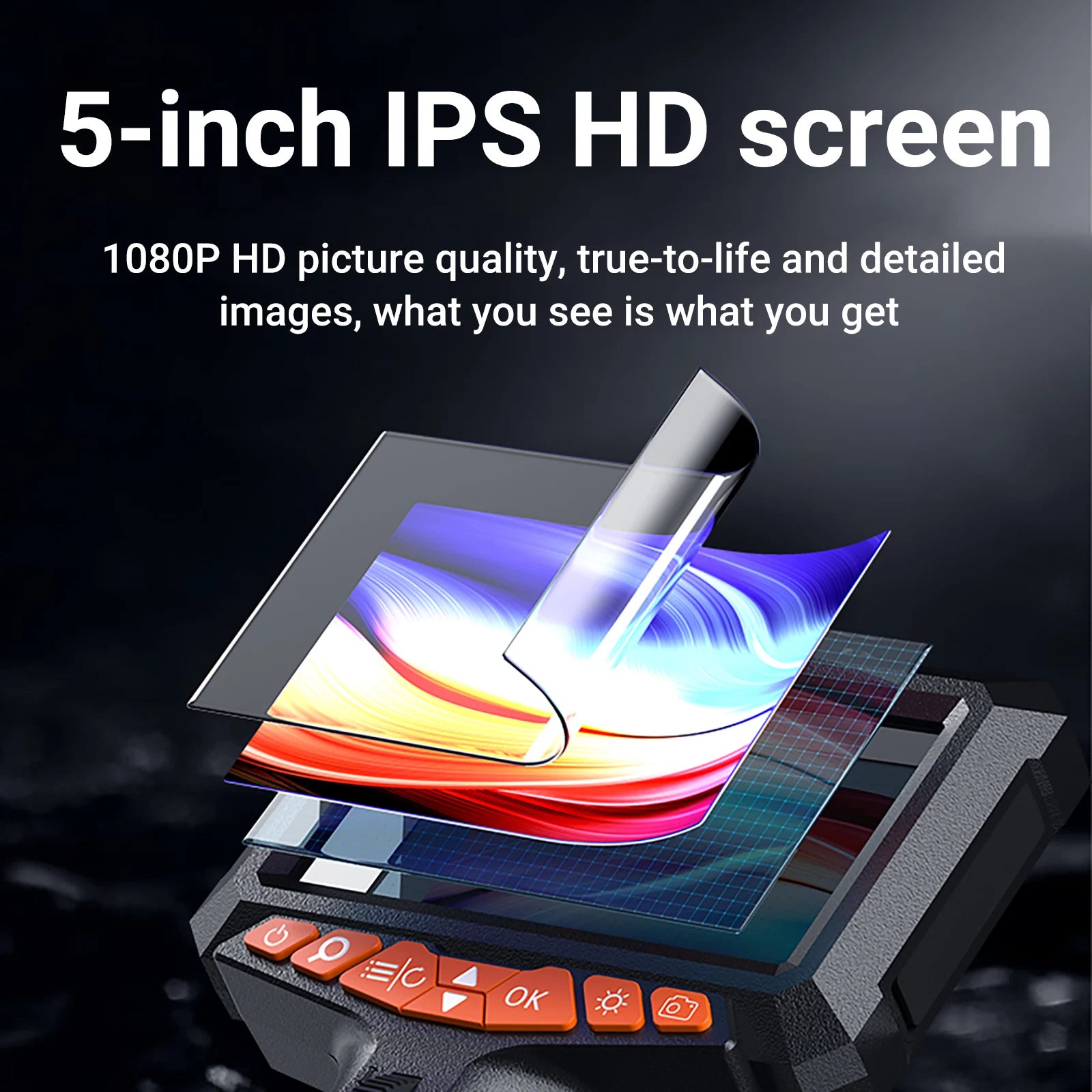 Portable 1080P Inspection Camera with Screen Waterproof 360 Degree Borescope