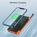 Portable 20000mAh Solar Power Bank with Wireless Charging LED Display and Dual USB Output