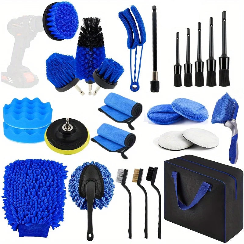 27 Piece Car Cleaning Kit with Detailing Brushes, Wash Tools Set for Interior Exterior Vehicle Care