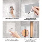 Bathroom Wall Mounted Towel Rack with Wooden Shelf Metal Frame Towel Organizer