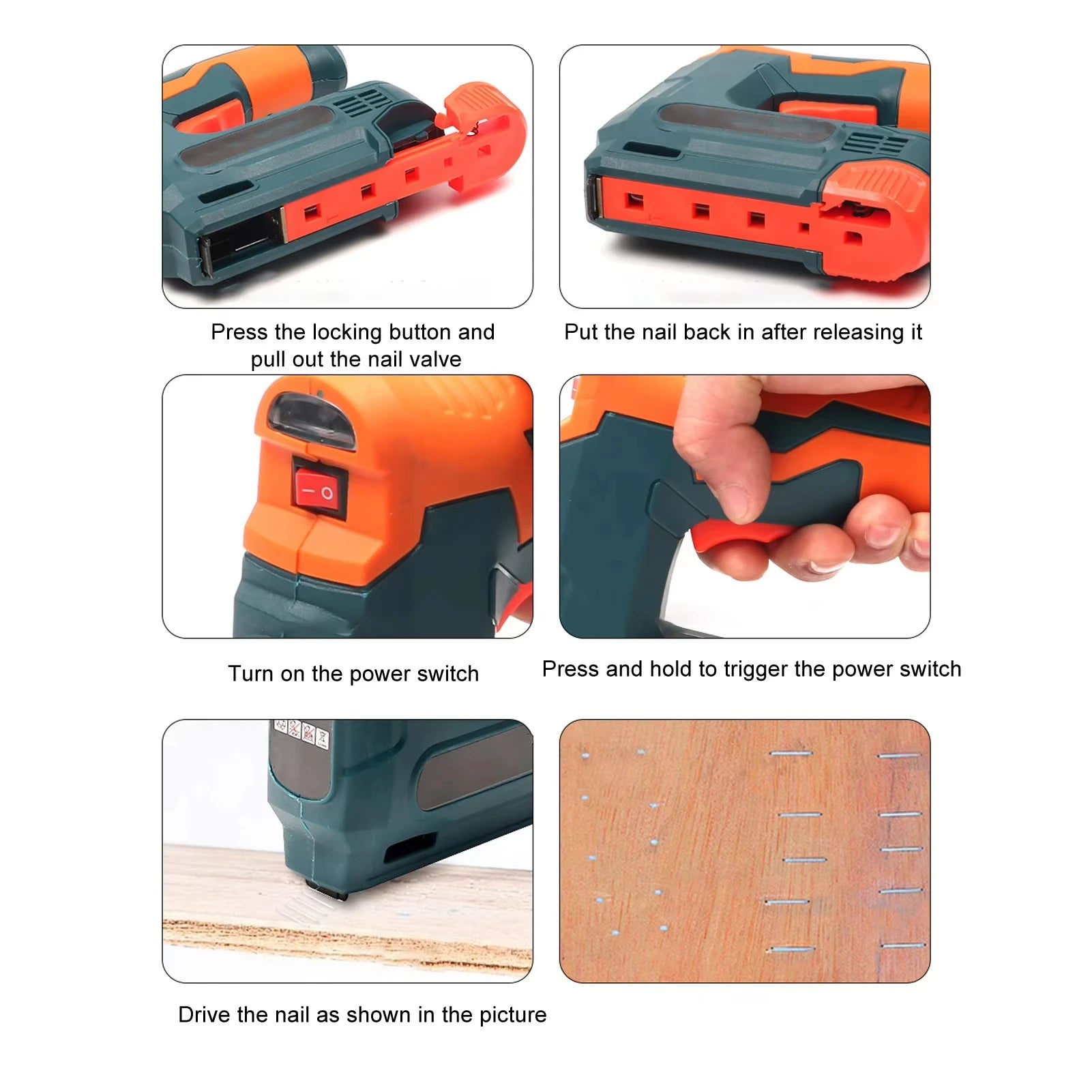 Portable Cordless Electric Staple Gun 2000mAh Rechargeable Nail Stapler with 6mm & 10mm Staples USB Charging