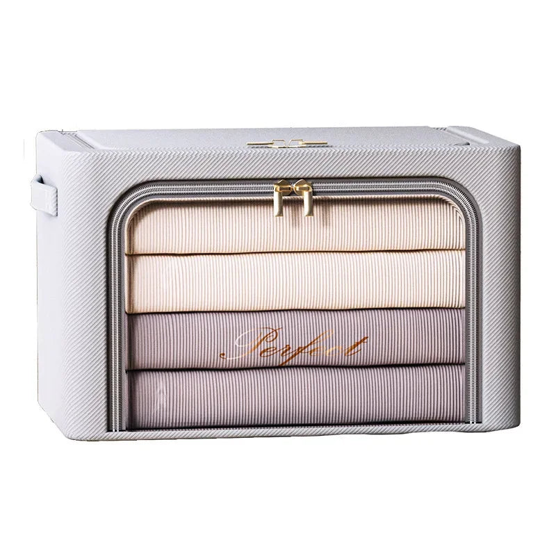 Large Foldable Fabric Storage Box with Dividers Multi Purpose Closet Organizer for Bedroom Wardrobe