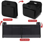 Collapsible Car Trunk Storage Organizer Box 600D Oxford Fabric with Multiple Compartments and Reinforced Handles