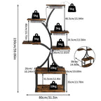 Plant Stand 7 Tier LED Grow Light Rack Wooden Metal Flower Display Shelf for Indoor Plants